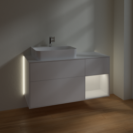 Тумба под раковину Villeroy & Boch Finion 120х50,1 см с подсветкой МДФ белый матовый лак/стекло белое матовое G151GFMT