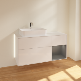 Тумба под раковину Villeroy & Boch Finion 120х50,1 см с подсветкой МДФ глянцевый белый лак/стекло белое матовое G151GKGF