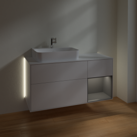 Тумба под раковину Villeroy & Boch Finion 120х50,1 см с подсветкой МДФ глянцевый белый лак/стекло белое матовое G151GKGF