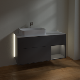 Тумба под раковину Villeroy & Boch Finion 120х50,1 см с подсветкой МДФ антрацит матовый лак/стекло белое матовое G151GKGK