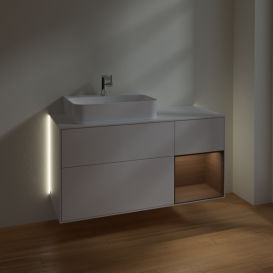 Тумба под раковину Villeroy & Boch Finion 120х50,1 см с подсветкой МДФ глянцевый белый лак/стекло белое матовое G151GNGF