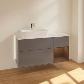 Тумба под раковину Villeroy & Boch Finion 120х50,1 см с подсветкой МДФ антрацит матовый лак/стекло белое матовое G151GNGK