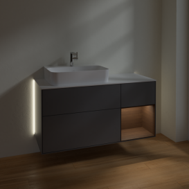 Тумба под раковину Villeroy & Boch Finion 120х50,1 см с подсветкой МДФ антрацит матовый лак/стекло белое матовое G151GNGK