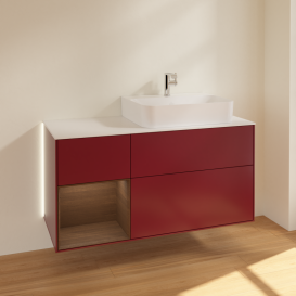 Тумба под раковину Villeroy & Boch Finion 120х50,1 см с подсветкой МДФ пион матовый лак/стекло белое матовое G151GNHB