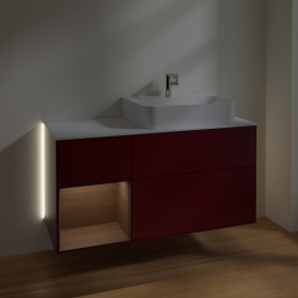 Тумба под раковину Villeroy & Boch Finion 120х50,1 см с подсветкой МДФ пион матовый лак/стекло белое матовое G151GNHB