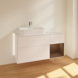 Тумба под раковину Villeroy & Boch Finion 120х50,1 см с подсветкой МДФ белый матовый лак/стекло белое матовое G151GNMT