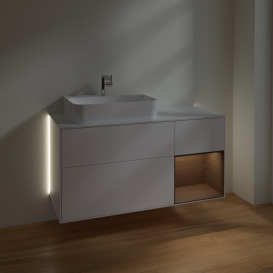 Тумба под раковину Villeroy & Boch Finion 120х50,1 см с подсветкой МДФ белый матовый лак/стекло белое матовое G151GNMT