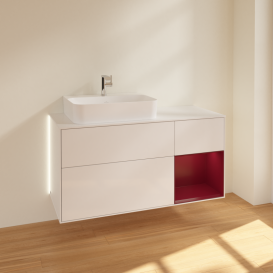 Тумба под раковину Villeroy & Boch Finion 120х50,1 см с подсветкой МДФ белый глянцевый лак/стекло белое матовое G151HBGF