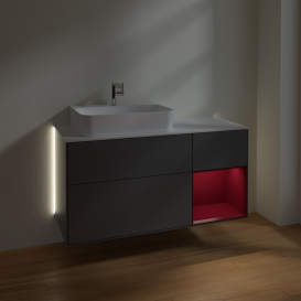 Тумба под раковину Villeroy & Boch Finion 120х50,1 см с подсветкой МДФ антрацит матовый лак/стекло белое матовое G151HBGK