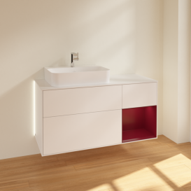 Тумба под раковину Villeroy & Boch Finion 120х50,1 см с подсветкой МДФ белый матовый лак/стекло белое матовое G151HBMT