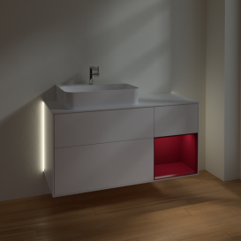 Тумба под раковину Villeroy & Boch Finion 120х50,1 см с подсветкой МДФ белый матовый лак/стекло белое матовое G151HBMT