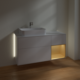 Тумба под раковину Villeroy & Boch Finion 120х50,1 см с подсветкой МДФ глянцевый белый лак/стекло белое матовое G151HFGF