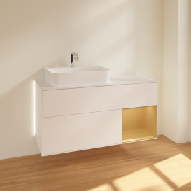 Тумба под раковину Villeroy & Boch Finion 120х50,1 см с подсветкой МДФ белый матовый лак/стекло белое матовое G151HFMT