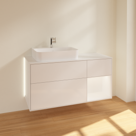 Тумба под раковину Villeroy & Boch Finion 120х50,1 см с подсветкой МДФ белый глянцевый лак/стекло белое матовое G151MTGF