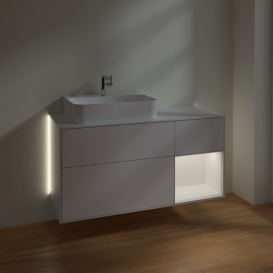 Тумба под раковину Villeroy & Boch Finion 120х50,1 см с подсветкой МДФ белый глянцевый лак/стекло белое матовое G151MTGF