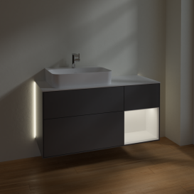 Тумба под раковину Villeroy & Boch Finion 120х50,1 см с подсветкой МДФ антрацит матовый лак/стекло белое матовое G151MTGK