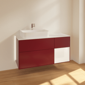 Тумба под раковину Villeroy & Boch Finion 120х50,1 см с подсветкой МДФ пион матовый лак/стекло белое матовое G151MTHB