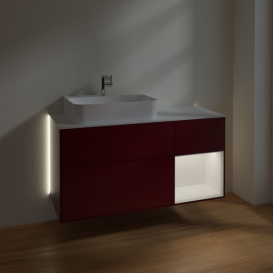 Тумба под раковину Villeroy & Boch Finion 120х50,1 см с подсветкой МДФ пион матовый лак/стекло белое матовое G151MTHB