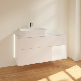 Тумба под раковину Villeroy & Boch Finion 120х50,1 см с подсветкой МДФ белый матовый лак/стекло белое матовое G151MTMT