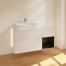 Тумба под раковину Villeroy & Boch Finion 120х50,1 см с подсветкой МДФ глянцевый белый лак/стекло белое матовое G151PDGF