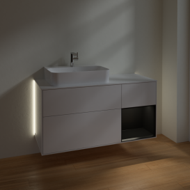 Тумба под раковину Villeroy & Boch Finion 120х50,1 см с подсветкой МДФ глянцевый белый лак/стекло белое матовое G151PDGF