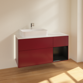 Тумба под раковину Villeroy & Boch Finion 120х50,1 см с подсветкой МДФ пион матовый лак/стекло белое матовое G151PDHB