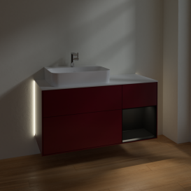 Тумба под раковину Villeroy & Boch Finion 120х50,1 см с подсветкой МДФ пион матовый лак/стекло белое матовое G151PDHB