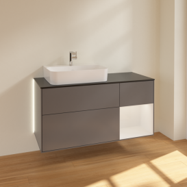 Тумба под раковину Villeroy & Boch Finion 120х50,1 см с подсветкой МДФ антрацит матовый лак/стекло черное матовое G152GFGK