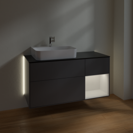 Тумба под раковину Villeroy & Boch Finion 120х50,1 см с подсветкой МДФ антрацит матовый лак/стекло черное матовое G152GFGK