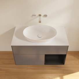 Тумба под раковину Villeroy & Boch Finion 100х50,1 см с подсветкой МДФ антрацит матовый лак/стекло белое матовое FA21PDGK