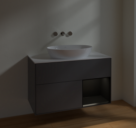 Тумба под раковину Villeroy & Boch Finion 100х50,1 см с подсветкой МДФ антрацит матовый лак/стекло белое матовое FA21PDGK