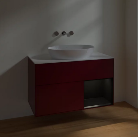 Тумба под раковину Villeroy & Boch Finion 100х50,1 см с подсветкой МДФ пион матовый лак/стекло белое матовое FA21PDHB