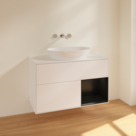 Тумба под раковину Villeroy & Boch Finion 100х50,1 см с подсветкой МДФ белый матовый лак/стекло белое матовое FA21PDMT