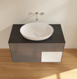 Тумба под раковину Villeroy & Boch Finion 100х50,1 см с подсветкой МДФ антрацит матовый лак/стекло черное матовое FA22GFGK