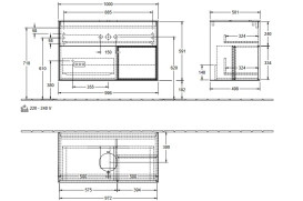 Тумба под раковину Villeroy & Boch Finion 100х50,1 см с подсветкой МДФ антрацит матовый лак/стекло черное матовое FA22GFGK