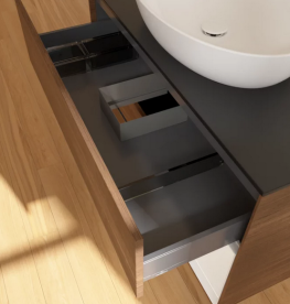 Тумба под раковину Villeroy & Boch Finion 100х50,1 см с подсветкой МДФ шпон грецкого ореха/стекло черное матовое FA22GFGN