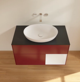 Тумба под раковину Villeroy & Boch Finion 100х50,1 см с подсветкой МДФ пион матовый лак/стекло черное матовое FA22GFHB