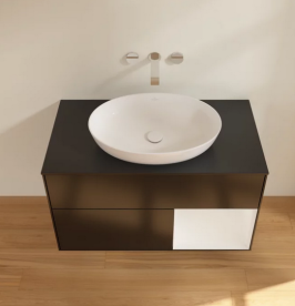 Тумба под раковину Villeroy & Boch Finion 100х50,1 см с подсветкой МДФ черный матовый лак/стекло черное матовое FA22GFPD