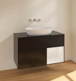 Тумба под раковину Villeroy & Boch Finion 100х50,1 см с подсветкой МДФ черный матовый лак/стекло черное матовое FA22GFPD