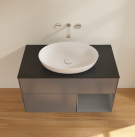 Тумба под раковину Villeroy & Boch Finion 100х50,1 см с подсветкой МДФ антрацит матовый лак/стекло черное матовое FA22GKGK