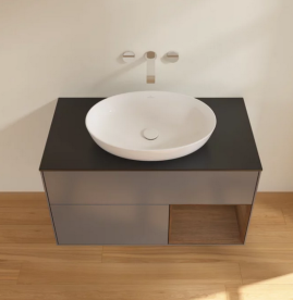 Тумба під раковину Villeroy & Boch Finion 100х50,1 см із підсвічуванням МДФ антрацит матовий лак/скло чорне матове FA22GNGK