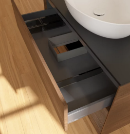 Тумба под раковину Villeroy & Boch Finion 100х50,1 см с подсветкой МДФ шпон грецкого ореха/стекло черное матовое FA22GNGN