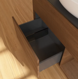 Тумба под раковину Villeroy & Boch Finion 100х50,1 см с подсветкой МДФ шпон грецкого ореха/стекло черное матовое FA22GNGN