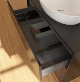 Тумба под раковину Villeroy & Boch Finion 100х50,1 см с подсветкой МДФ черный матовый лак/стекло черное матовое FA22GNPD