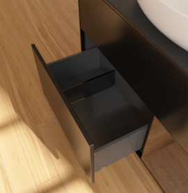 Тумба под раковину Villeroy & Boch Finion 100х50,1 см с подсветкой МДФ черный матовый лак/стекло черное матовое FA22GNPD