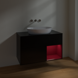 Тумба под раковину Villeroy & Boch Finion 100х50,1 см с подсветкой МДФ черный матовый лак/стекло черное матовое FA22HBPD
