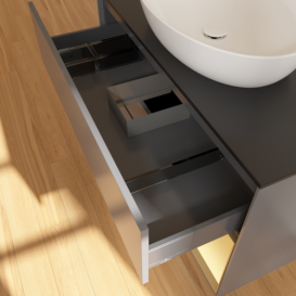 Тумба под раковину Villeroy & Boch Finion 100х50,1 см с подсветкой МДФ антрацит матовый лак/стекло черное матовое FA22HFGK