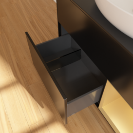 Тумба під раковину Villeroy & Boch Finion 100х50,1 см із підсвічуванням МДФ чорний матовий лак/скло чорне матове FA22HFPD