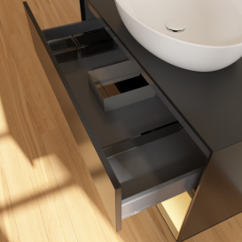 Тумба під раковину Villeroy & Boch Finion 100х50,1 см із підсвічуванням МДФ чорний матовий лак/скло чорне матове FA22HFPD