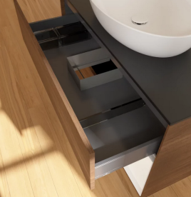 Тумба под раковину Villeroy & Boch Finion 100х50,1 см с подсветкой МДФ шпон грецкого ореха/стекло черное матовое FA22MTGN